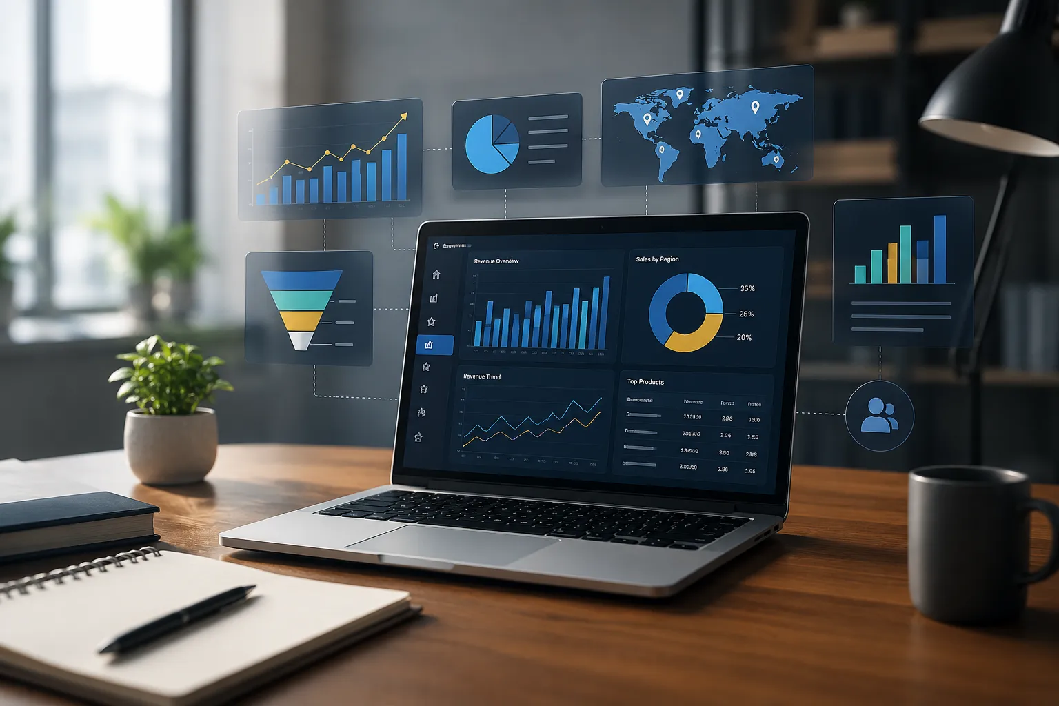 Business intelligence dashboard on a desktop monitor